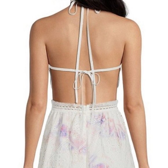 GIANNI BINI Delaney Embroidered Eyelet Halter Maxi DRESS Gown Size 8 NEW $259 - Picture 6 of 12